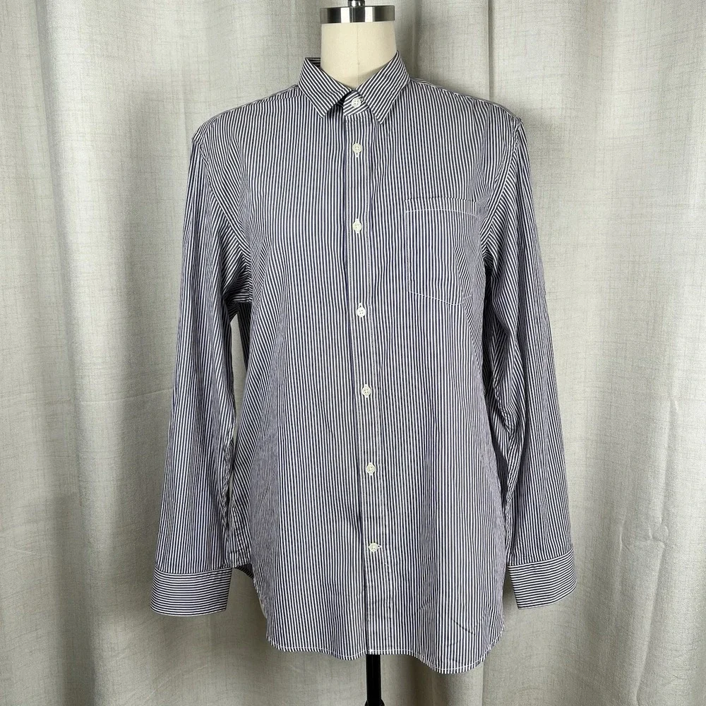 NEW! Banana Republic Slim-Fit Soft Wash Cotton Dress Shirt Men's Large Striped